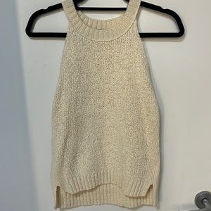 J. Crew High-Neck Textured Pointelle Sweater-Tank - Cream Size Small
